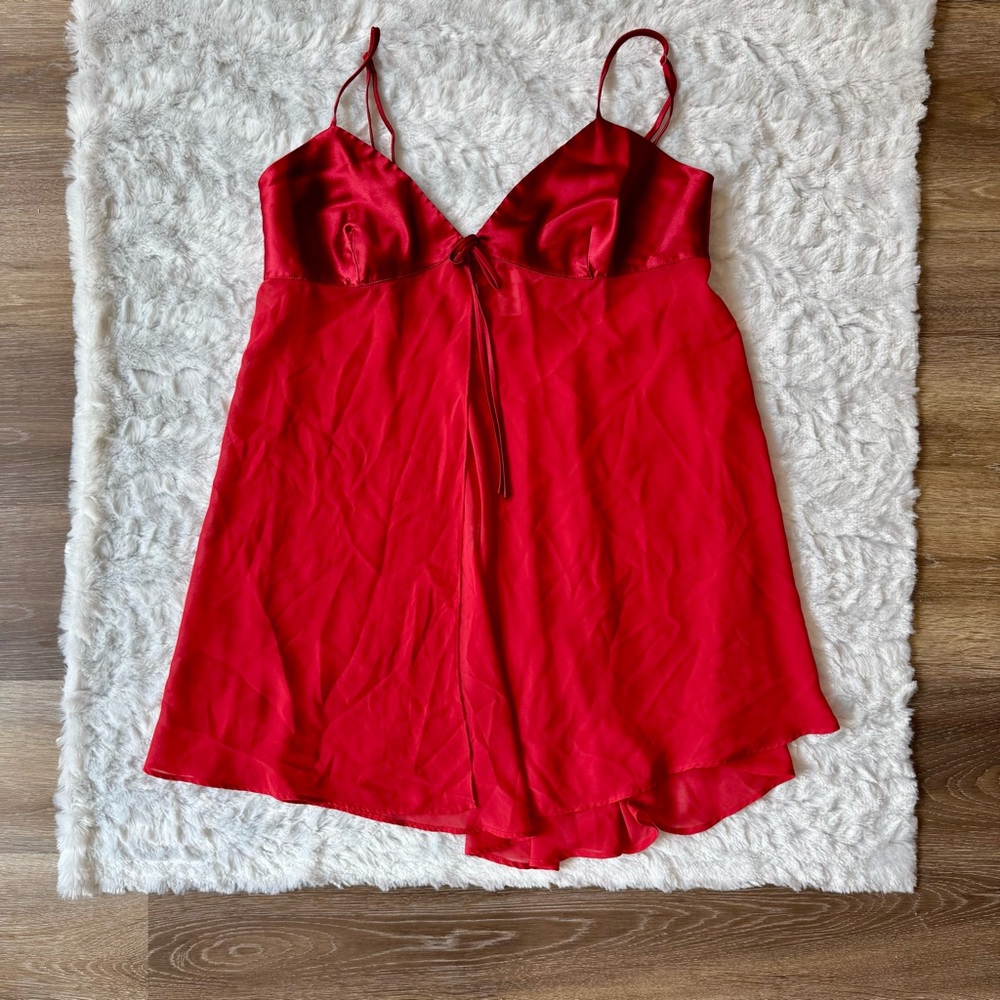 Victoria’s Secret Red Front-Tie Babydoll Slip Nightie